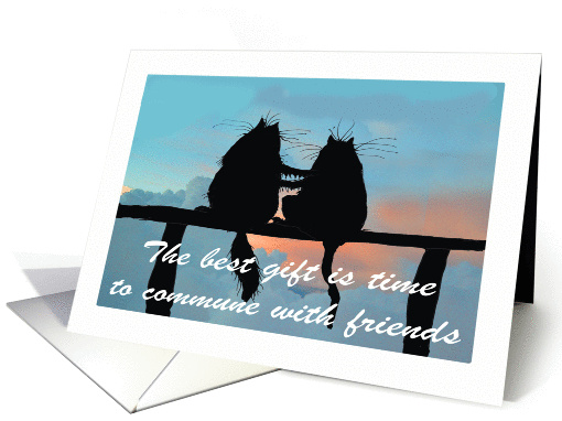 Friends talk,two black cats silhouettes card (1304420)