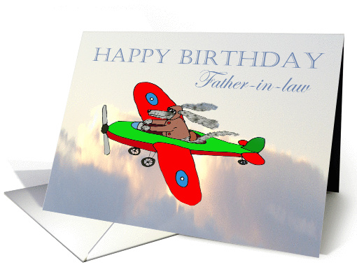 Happy Birthday , Father-in-law, flying dog pilot .Humor. card