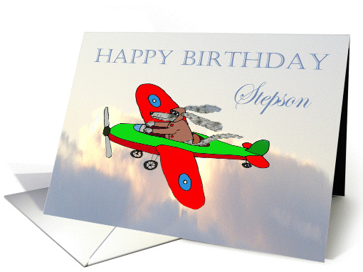 Happy Birthday ,Stepson, flying dog pilot .Humor. card (1304962)