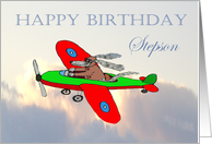 Happy Birthday ,Stepson, flying dog pilot .Humor. card