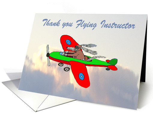 Thank you, flying Instructor, Dog in plane card (1304966)