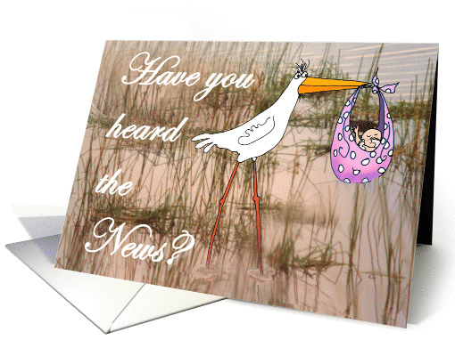 Have you heard the news? for girl, stork and baby. card (1305246)
