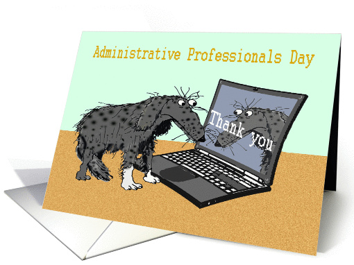 Thank you Personal assistant. sad dog and laptop.humor. card (1307348)