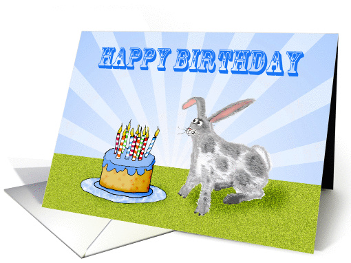 Happy Birthday , Bunny rabbit and cake with candles. card (1307844)