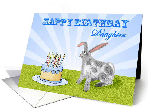 Happy Birthday ,For daughter, rabbit and cake. For son. card (1307852)