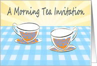 A morning tea invitation, tea cups, retro. card