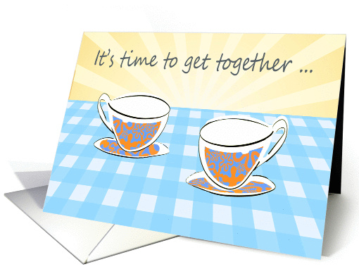 get together, Coffee cups,see you soon, retro. card (1309370)