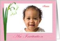 An Invitation to naming ceremony,For girl, pink,Snowdrops,custom photo card