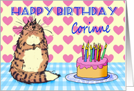 Happy Birthday Corrine, cat and cake card