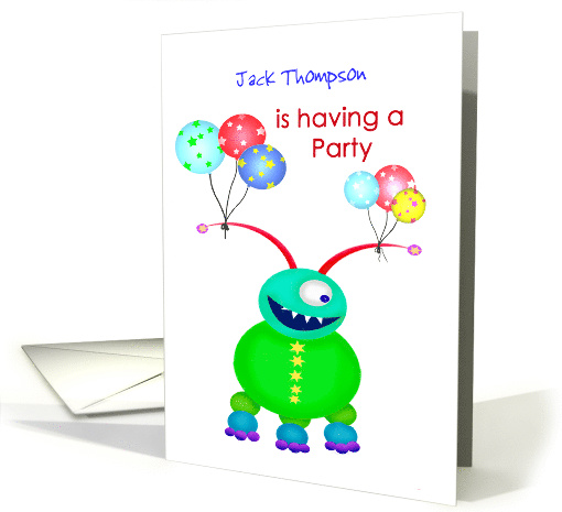 Custom Party Invitation, Friendly Monster.Humor, card (1317262)