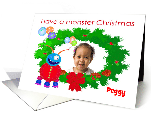 Have a Monster Christmas, Friendly Monster.Custom,Humor,blank. card