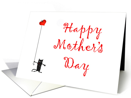 Happy Mother's day, crazy cat and love-heart.from daughter card