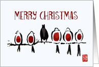 Merry Christmas, Robins on branch. card