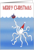 Merry Christmas, octopus and present, humor card