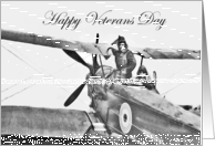 Happy Veterans Day, World War 1, plane and pilots.vintage. card