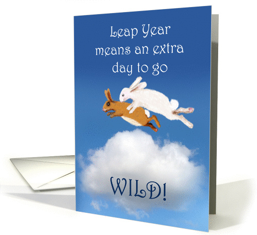 Happy leap year Anniversary, rabbits going wild.cartoon, humor card