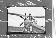 Happy Holidays, vintage WW1 plane and pilots, custom card. card