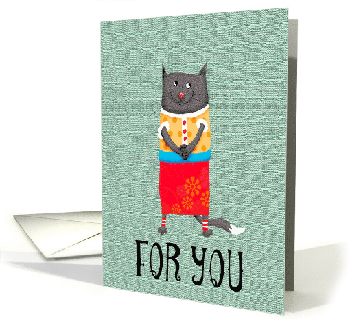 Crazy Cat with bright clothes gift for you card (1584256)