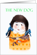 New dog Dachshund puppy little girl congratulations card