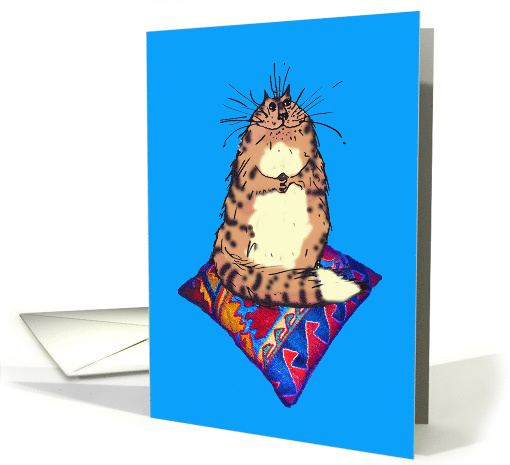 Cat on cushion , humour card (628202)