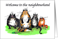 Welcome to the neighbourhood, cats, humour card