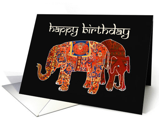 Two Elephants, Happy Birthday card (640495)