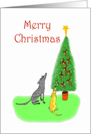 Happy Christmas Dog and bones christmas tree card