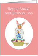 Happy Birthday, and Easter, Girl in bunny suit,for girl, for child. card