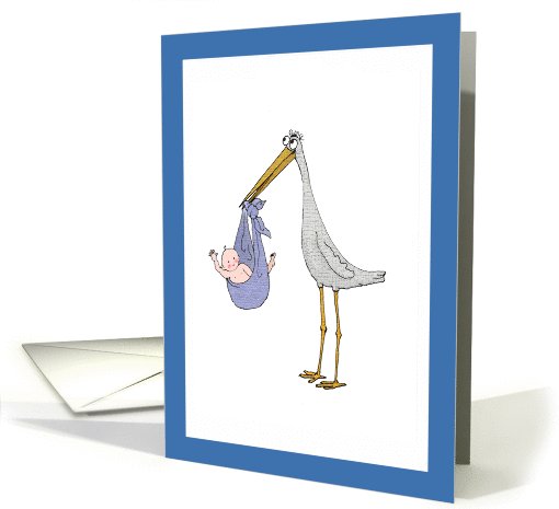 Please come to our baby shower . baby, storks .rooftop.humor card