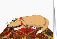 Brown dog on a Persian carpet card