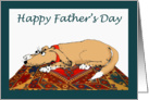 Brown dog on a Persian carpet, happy father’s day from children card