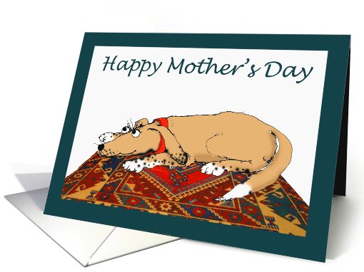 Brown dog on a Persian carpet, Happy Mother's day from children card
