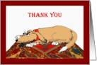 thank you pet sitter, brown dog on oriental mat. card