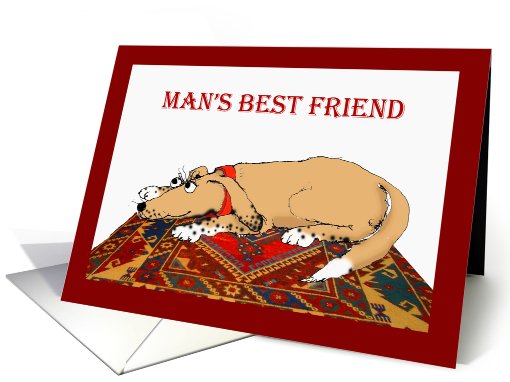Man's best friend, brown dog on oriental mat. card (808116)