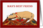 Man’s best friend, brown dog on oriental mat. card