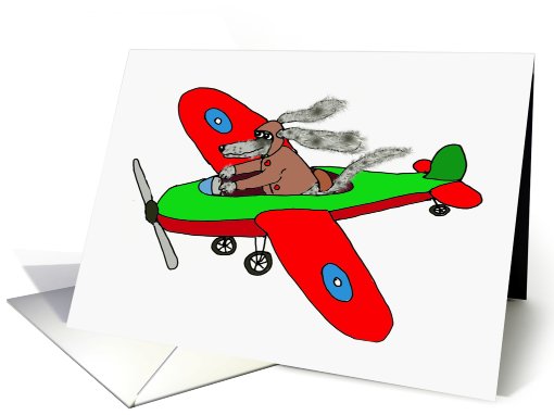 Happy father's Day for work husband, Dog in aeroplane, humour card