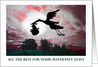 stork , baby and moon, Maternity leave card