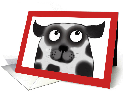 Spotty Dog,Happy birthday, black and white, red border card (823126)