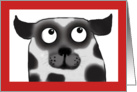 Spotty Dog,New dog, black and white, red border card