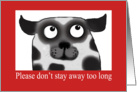 Spotty Dog,Missing you, black and white, red border card