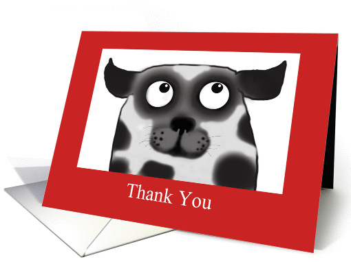 Spotty Dog,Thank you pet sitter , black and white, red border card