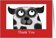 Spotty Dog,Thank you for listening, black and white, red border card