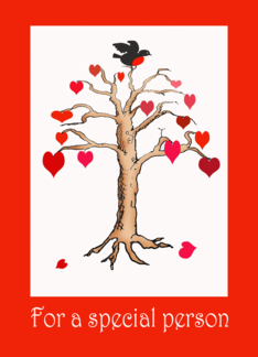 Heart tree and bird,...
