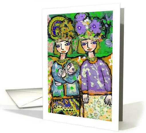 Invitation to Wedding party, lesbian, two women and baby card (833488)