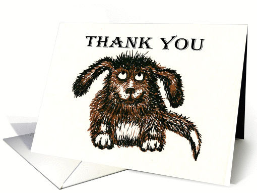 Thank You, brown shaggy dog. card (836919)