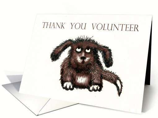 Thank You volunteer, brown shaggy dog. card (836983)