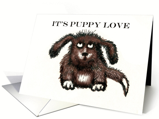 Puppy Love, brown shaggy dog.humor card (836992)