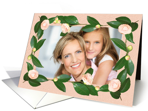 Photo card , pink camelias frame card (849723)