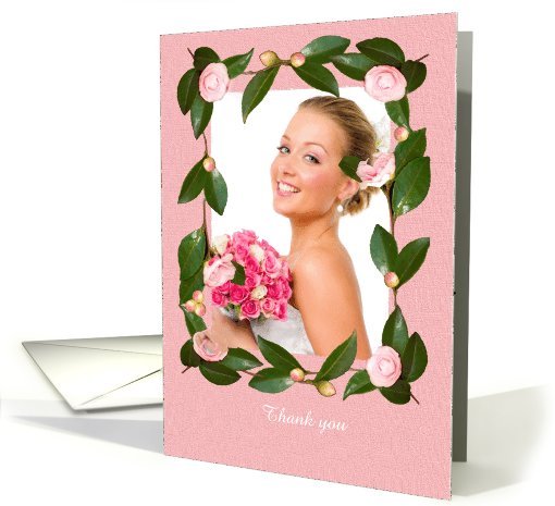 Thank you,Photo card, pink photo frame, pink camelias card (849728)