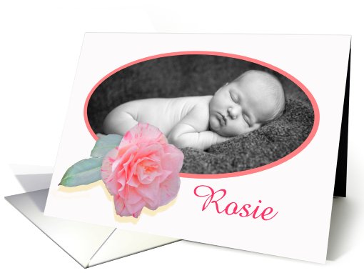 Pink striped camellia,new baby, photo frame. card (851477)